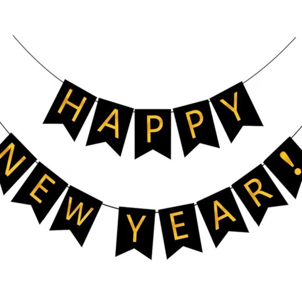 Festive Black and Gold New Year Banner